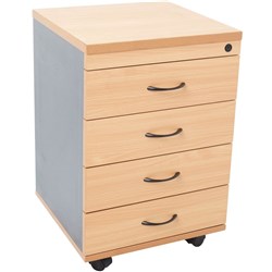 Rapidline Rapid Worker Mobile Pedestal 4 Drawer 465W x 447D x 690mmH  Beech And Ironstone