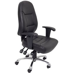 Rapidline PU300 Executive Chair High Back With Arms Black Padded PU