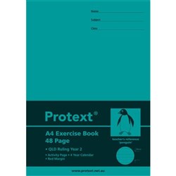 Protext Exercise Book A4 Queensland Ruled Year 2 48 Page Penguin
