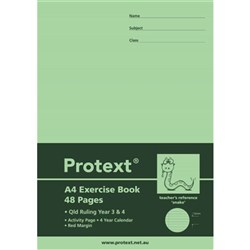 Protext Exercise Book A4 Queensland Ruled Year 3/4 48 Page Snake