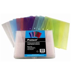Protext Poly Document Wallets A4 Button Assorted Colours Pack of 12 in Filing Box