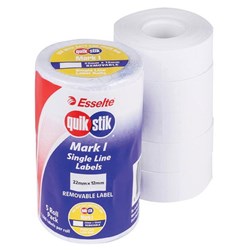 Quikstik Mark I Labels 22x12mm Removable White 1500 labels per roll Pack of 5