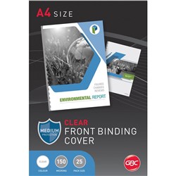 GBC Binding Covers A4 150 Micron Clear Pack of 25