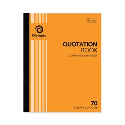 Olympic 70 Quotation Book Carbonless Duplicate 250 x 200mm 50 Leaf Orange