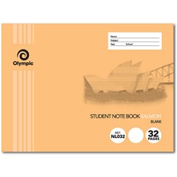 Olympic Notebook Student NSW 175x240mm Blank 32 Page Landscape Salmon NL032