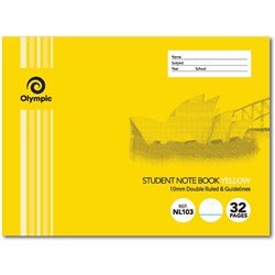 Olympic Notebook Student NSW 175x240mm 10mm Double Ruled 32 Page Landscape Yellow NL103