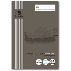 Olympic Grid Notebook 250x175mm 10mm 64 Page NSW Student Dark Grey NP106