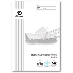 Olympic Grid Notebook 250x175mm 5mm 64 Page NSW Student White NPG56