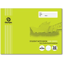 Olympic Notebook Student NSW 175x240mm 8mm Double Ruled 32 Page Landscape Green