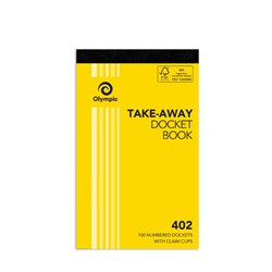 Olympic 402 Docket Book Single 93x150mm Take Away 100 Pages