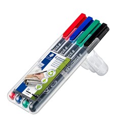 STAEDTLER 317 LUMOCOLOR PERMANENT PEN WALLET 4 ASS MEDIUM