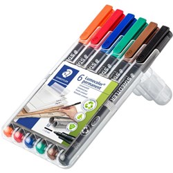 STAEDTLER 317 LUMOCOLOR PERMANENT PEN WALLET 6 ASS MEDIUM