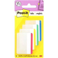 POST-IT 686F-1 DURABLE TABS Flat White-RedBluYellGrn 50x38 Pack of 24