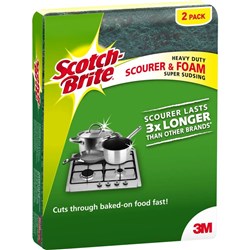 Scotch-Brite Heavy Duty Scourer & Foam Scrub Pack of 2