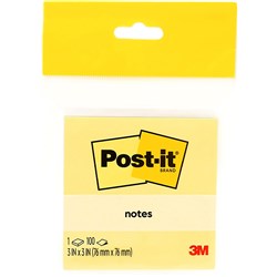 Post-it 654-1CY Notes Original 76x76mm Yellow Pad 100 Sheets