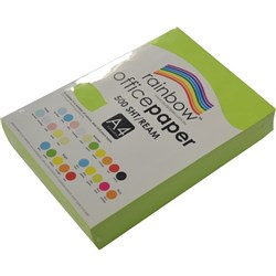 Rainbow Coloured Office Paper A4 75gsm Fluoro Green Ream of 500