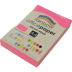 Rainbow Coloured Office Paper A4 75gsm Fluoro Pink Ream 500