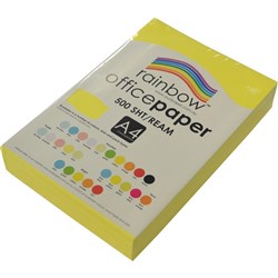Rainbow Coloured Office Paper A4 75gsm Fluoro Yellow Ream 500
