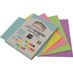Rainbow Coloured Office Paper A4 Assorted Pastel Colours Pack of 100