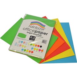 Rainbow Coloured Office Paper A4 Bright Assorted Colours Pack of 100