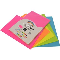 Rainbow Coloured Office Paper A3 Fluro Assorted Colours Pack of 100