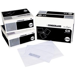 Cumberland Window Face Booklet Envelope C4 Strip Seal Laser Secretive White Box