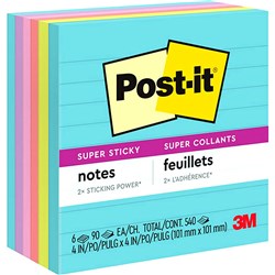 Post-It 675-6SSMIA Super Sticky Notes 100mmx100mm Supernova Neons Pack of 6