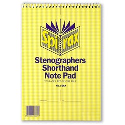 Spirax 566A Stenographers Shorthand Notebook 225 x 152mm Centre Rule 200 Page Top Openi