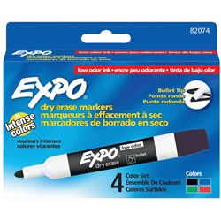 EXPO WHITEBOARD MARKER 2.0mm Bullet Tip Assorted Wallet of 4