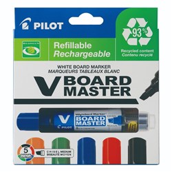 Pilot V Board Master Begreen Whiteboard Marker Chisel 2.3- 5.2mm Assorted Wallet