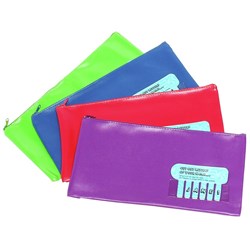 Marbig Name Pencil Case Single Zip Large 325 x 165mm Summer Colours Assorted