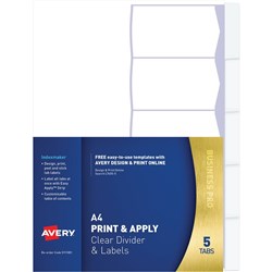 Avery L7455 Indexmaker Dividers A4 10 Tab Unpunched White