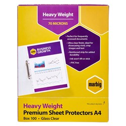 Marbig Sheet Protectors A4 Heavy Weight Ultra Clear Box of 100