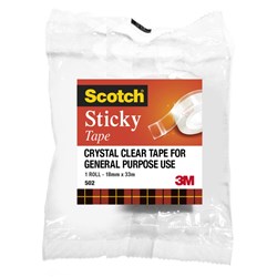 Scotch 502 Sticky Tape Crystal Clear 18mmx33m