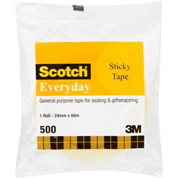 Scotch 502 Sticky Tape Crystal Clear 24mmx66m