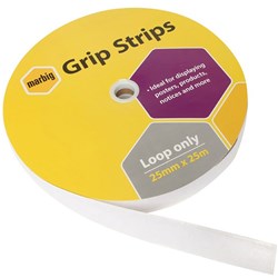 Marbig Grip Strip Fastener Fastener Loop Only 25mm x 25m Roll White