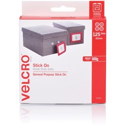 Velcro Brand Stick On 20142 Hook Only 22mm 125 Dots With Dispenser White