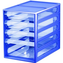 Italplast 4 Drawer Office Organiser Cabinet Blueberry 255 (L) x 165 (W) x 230 (H)