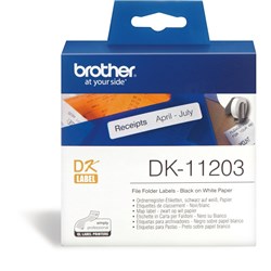 Brother DK-11203 Label Rolls 17x87mm File Folder Black on White Suits QL-Series