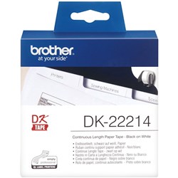 Brother DK-22214 Label Rolls 12mmx30.48m White Paper Adhesive Paper