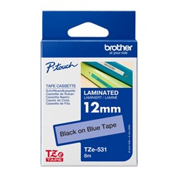 Brother TZE-531 P-Touch Tape 12mmx8m Black on Blue