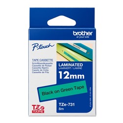 Brother TZE-731 P-Touch Tape 12mmx8m Black on Green