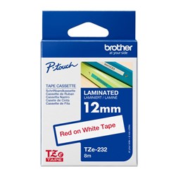 Brother TZE-232 P-Touch Tape 12mmx8m Red on White
