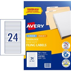 Avery Filing Laser & Inkjet Labels White L7170 134x11mm 24UP 600 Labels 25 Sheet