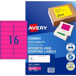 Avery High Visibility Shipping  Laser Fluoro Pink L7162FP 99.1x34mm 16UP 400 Labels