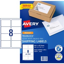 Avery Premium Shipping Labels White Laser Inkjet AveryEco L7165 99.1x67.7mm 8UP 400 Lab