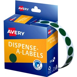 Avery Removable Dispenser Labels 14mm Round Green