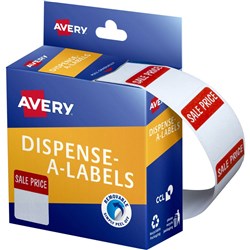 Avery Removable Dispenser Labels 24x30mm Sale Price Red on White Pack of 400