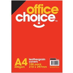 Office Choice Binding Covers A4 300gsm Leathergrain Black Pack 100