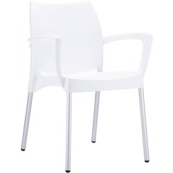 Dolce Hospitality Dining Chair With Arms Indoor Outdoor Use Stackable Polypropylene White